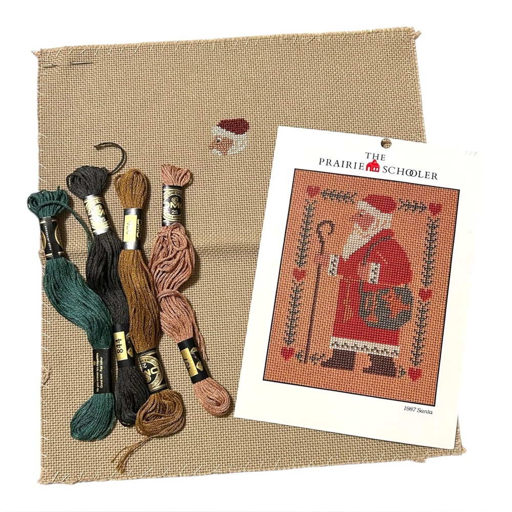 Incomplete The Prairie Schooler 1987 Santa Counted Cross Stitch Pattern Kit READ